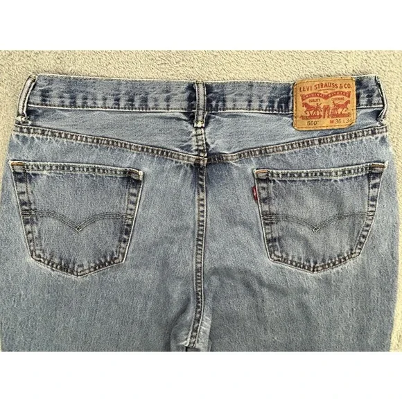 Levis‎ 560 Men Blue Denim Baggy Relaxed Comfort Fit Jeans 36x34 (34x31 actual)