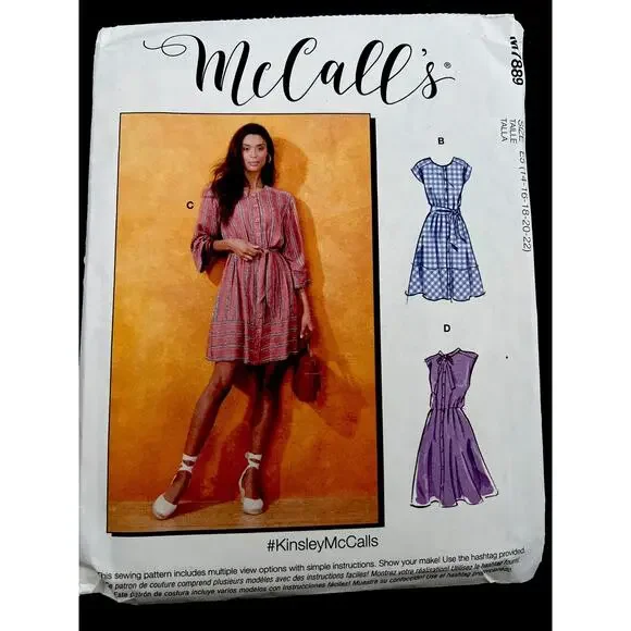 McCall's M7889 Women's Top And Dresses Sewing Pattern, Sz 14-22