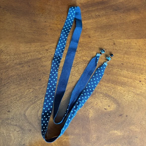 polka dot ribbon belt black white