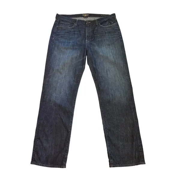 Lucky Brand Jeans Mens 40x34 Blue 181 Relaxed Straight Cotton Distressed *READ*