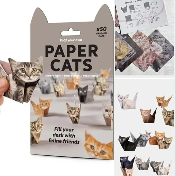 Fold Your Own Paper Cats Origami Kit 50 Sheets DIY Feline Craft Set New