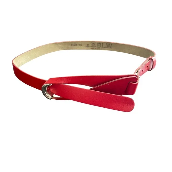 Vintage BLW Red Leather Belt D Ring Buckle Medium Women‎ 80s 90s