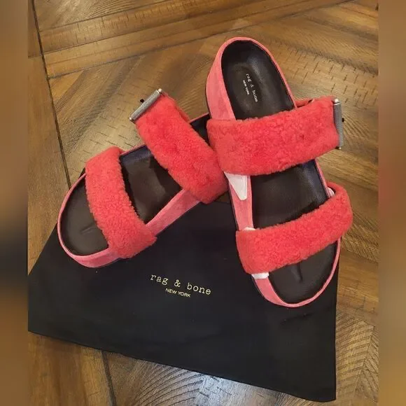 $395 MSRP rag & bone stacked platform sandals size 11 EU 41 red