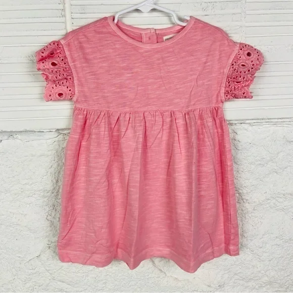 Gymboree Pink Eyelet Sleeve cotton Dress size 18-24 months