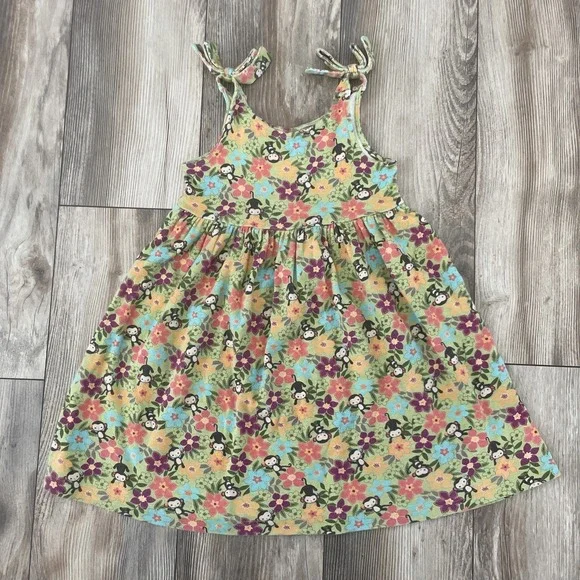 Gymboree Girls Vintage Y2K Monkey & Floral Print Sun Dress (6)