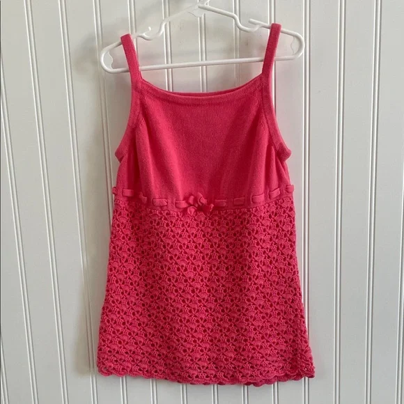 GYMBOREE GIRLS PINK CROCHETED KNIT TANK SWEATER TOP SIZE 10