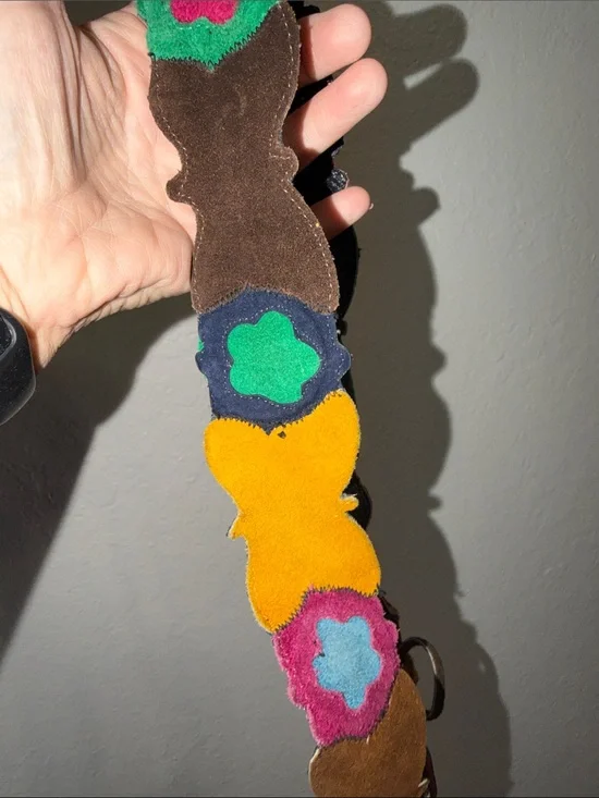 Vintage Butterfly Floral leather Belt Cottagecore 90s Hippie Granny