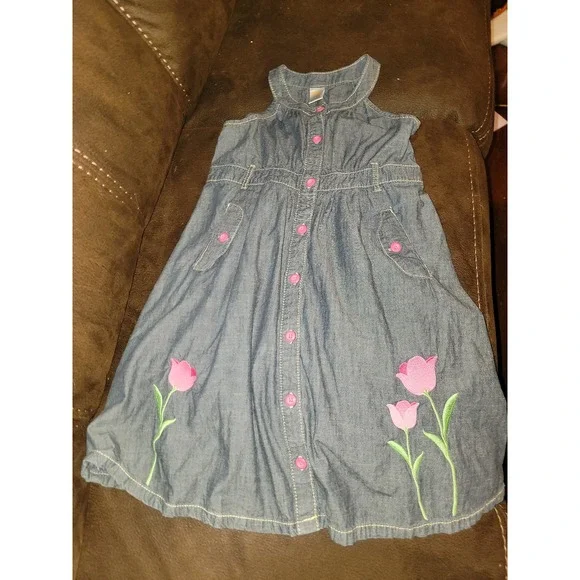 Gymboree bright tulip denim dress‎ size 9