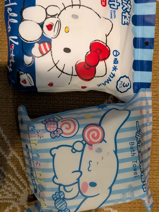 Pick 1 Hello Kitty Or Cinna Roll 3 Pack Bath Towels