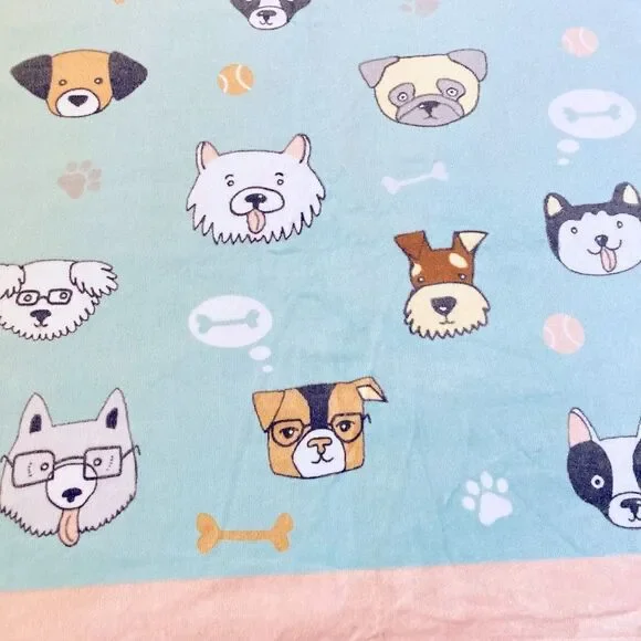 Dog Face Pastel Print 2-pc Cotton Bath Towels Set