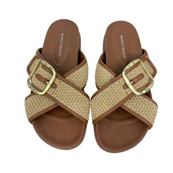 Marc Fisher Hazia Womens Slip On Buckle Slide Sandals size 9 M