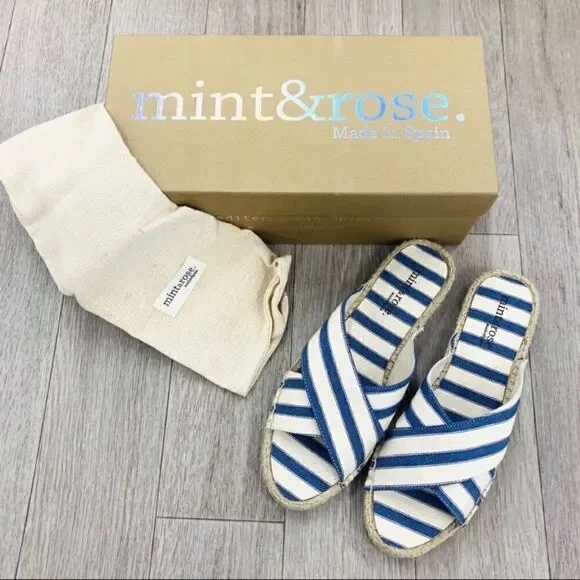 MINT & rose troya striped slides