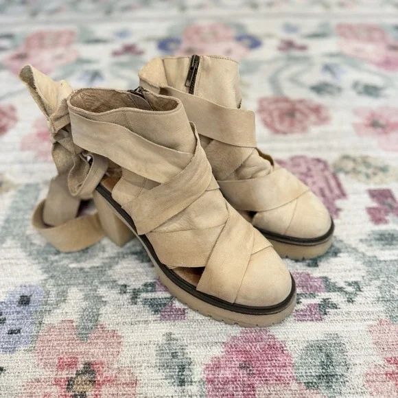Free People Womens Chunky Platform Ankle Sandals Size 37 US 6/6.5 Boho Festival