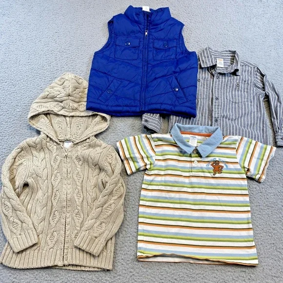 Gymboree Outfit Lot Boys 3T Puffer Vest Shirt Hoodie Sweater Polo Monkey Striped