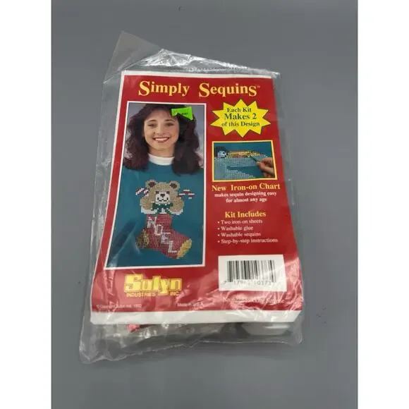 Vintage Simply Sequins Kit No.6222 Stocking Surprise Teddy Bear Sulyn 1992