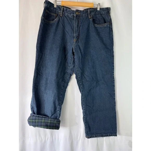 Croft & Barrow Mens‎ Flannel Lined Jeans 40x29 Blue Classic Fit Cotton Casual