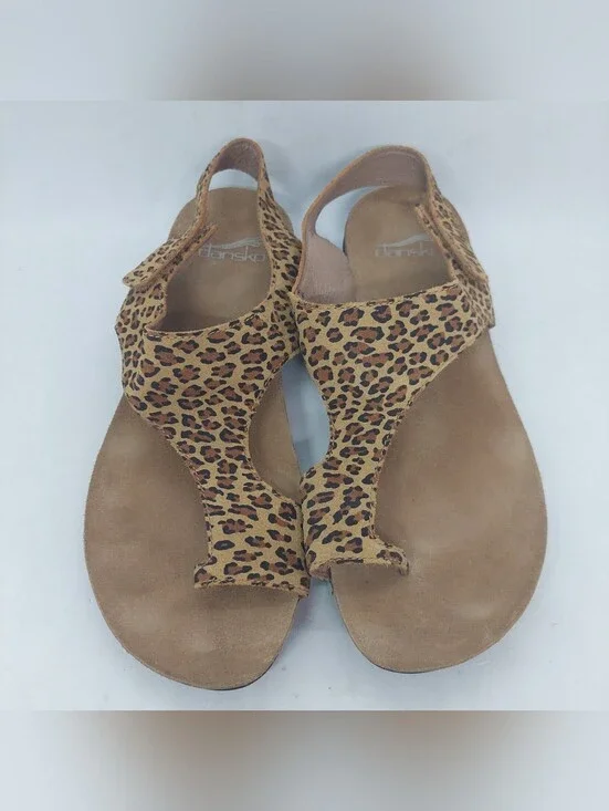 Dansko Reece Sandals Animal Print Leather Thong Slide Womens Size EU 37 US 6.5-7
