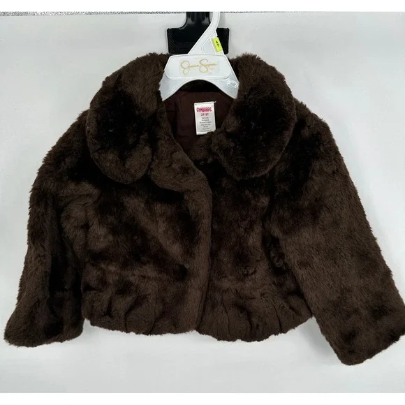 Gymboree Girls Brown Faux Fur Coat Jacket 2T 3T Winter Warm Cozy‎