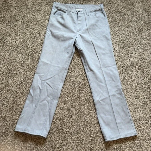 Vintage 70s Levis Sta-Prest 520 Pants 30x28 Slate Blue Black Tab Talon Zip Big E