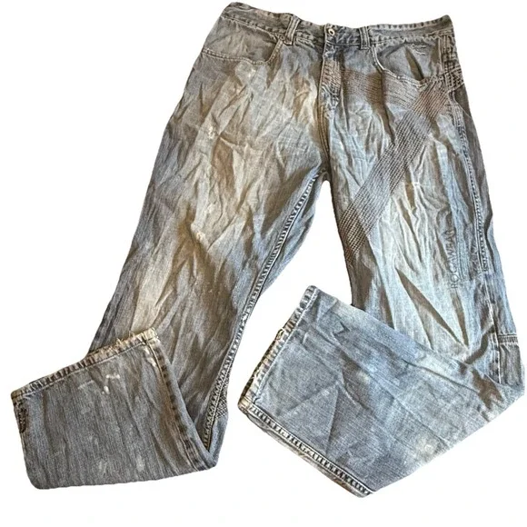 Rocawear Original Fit Jeans Mens 38 x30 Med Wash Baggy Denim Pocket Y2K‎ Hip Hop