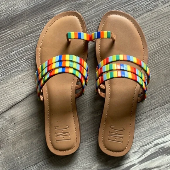 INC International Concepts Strappy Toe Loop Sandals Sz 6