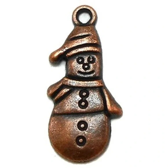 10pcs Snowman Charms, coppertone‎ metal charms for jewelry making