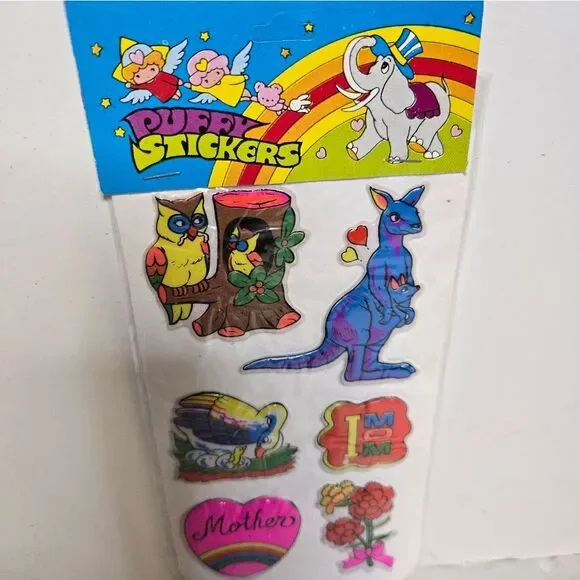 VINTAGE 80s neon animals puffy stickers new‎ old stock NEW