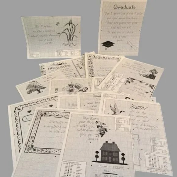 Cross Stitch Patterns 18 Assorted Photocopied Patterns