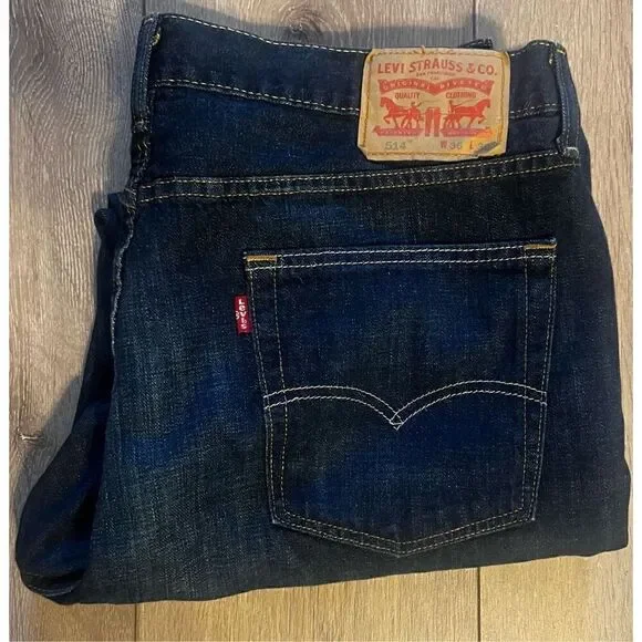 Levi’s 514 Men’s Size 36x30 Slim Straight Jeans Blue Dark Wash Denim Cotton