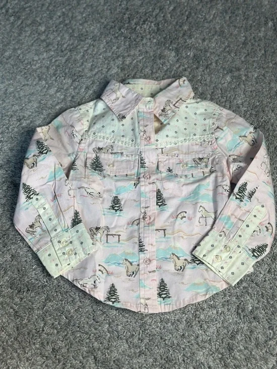 Gymboree Park City Luxe Western horse print button-down shirt 3 vintage 2006