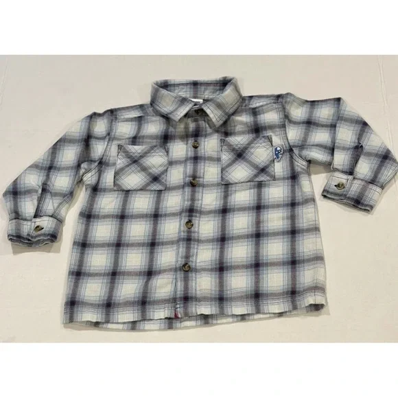 gymboree boy shirt button‎ down plaid Flannel with collar  size 2T