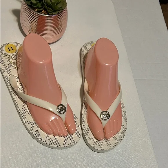Michael Kors Cream and Silver Sandals