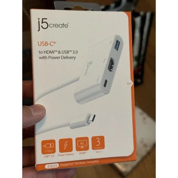 j5create USB-C to HDMI & USB 3.0 with power delivery 9.8 in. Cable JCA379