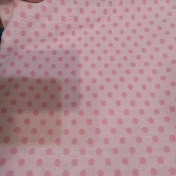 Vintage Pink Polka Dot Fabric Knit Poly Fabric Craft Sewing Material 74