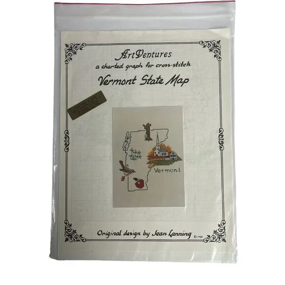 ART VENTURES Counted Cross Stitch Chart Pattern - Vermont‎ State Design