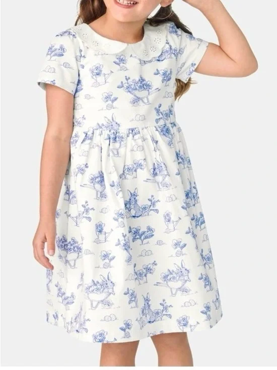 Gymboree Blue‎ Belle Easter Bunny Dress Size 6 Toile print Formal Girly Tulle