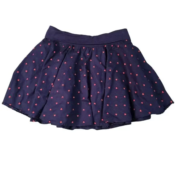 Gymboree‎ Girls Navy Lined Flare Skirt 12 Red Love Hearts Stretch Twirl Layered