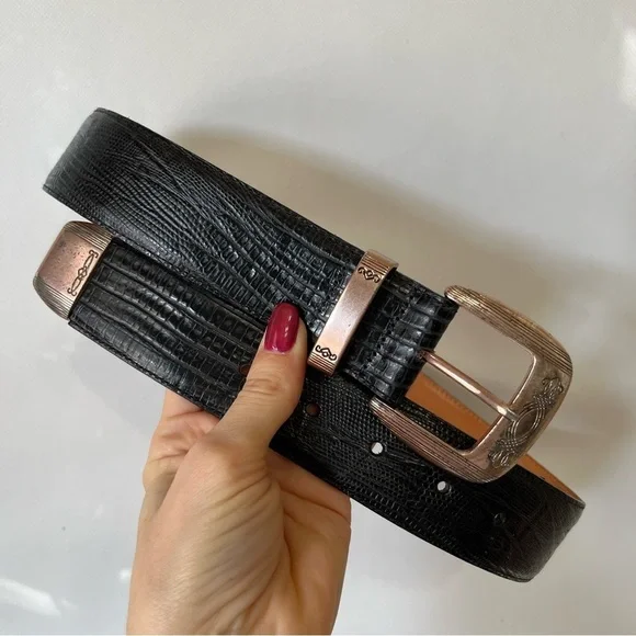 Vintage Brighton Embossed Leather Black Belt