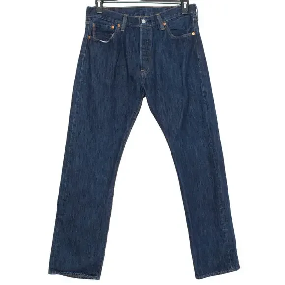 Levis Mens Jeans 501 Classic Straight Button Fly Blue Size 34x32 FL