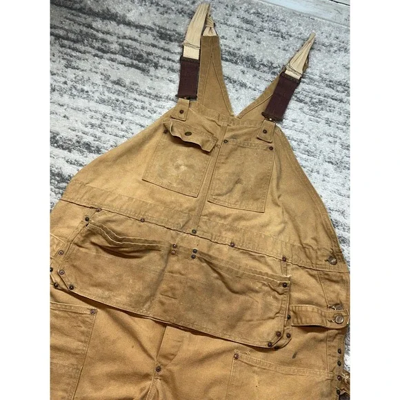 Vintage Carhartt Bib Overalls Mens 48x28 Duck Canvas Double Knee Apron Front R03
