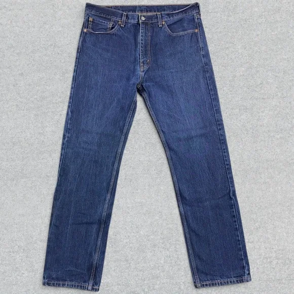 Levi's 505 Regular Fit Jeans Men's 38x33 Blue Denim Dark Wash Straight Leg