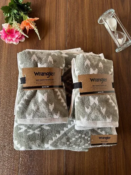 Wrangler - Bath Towel Set, Sage Green Western Towel Set Including Bath & Hand