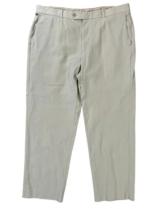 Tommy Bahama Silk Blend Mens Tan Dress Pants 38x32 Flat Front