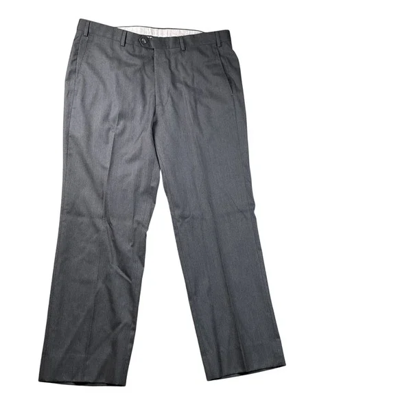 J, Hilburn 36x 27 Charcoal‎ Grey Flat Front Trouserburn lburn pants 100% wool
