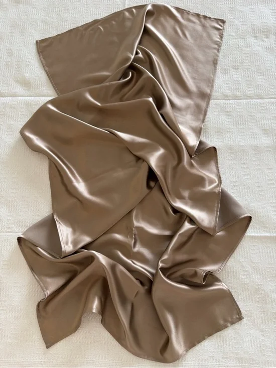 100% Silk TOWEL for Hair and Face Mulberry Silk 22 Momme Beige 50x110sm Gift Box