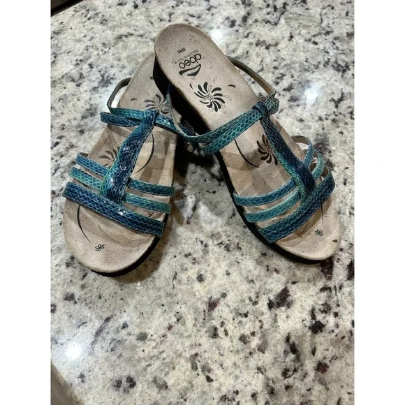 Abeo Caryse Women's Blue Snake Animal Print Sandal‎ Shoe Summer 8