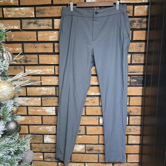 Van Heusen Mens 34x32 Performance‎ SLIM FIT Stretch Gray Pants Zipper Pockets
