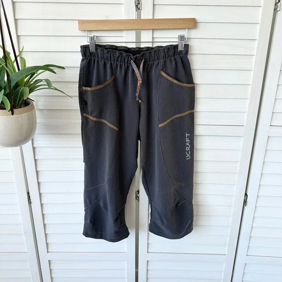 UCRAFT XLite Climbing Knickers Pants Gray Capri Hiking Recycled Polyester Size S
