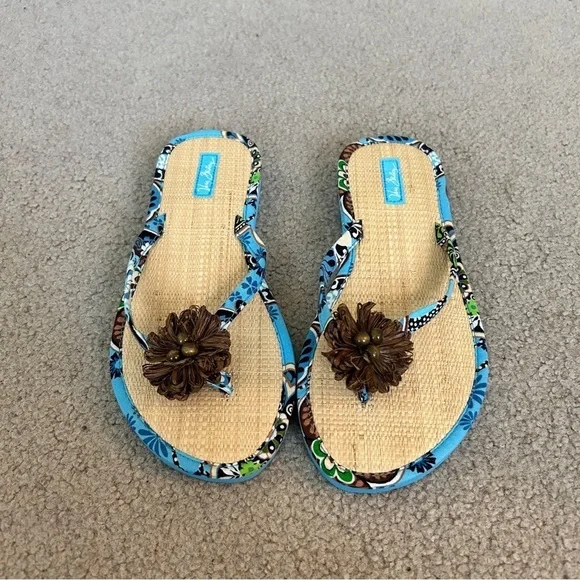 Floral Blue and Brown Women's Sandals