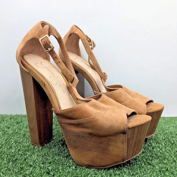 Jessica Simpson Dress Shoes Women's 5 Medium Sand Dany T-Strap‎ Platform Sandal